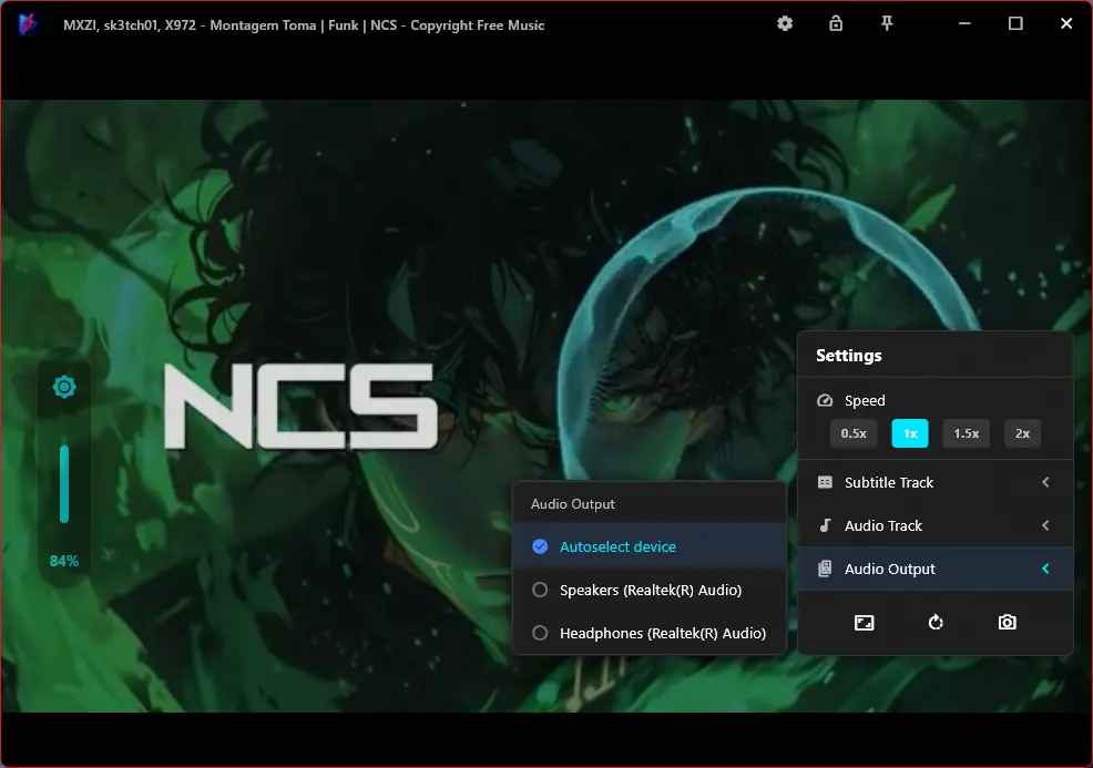 Bolt Player main player interface