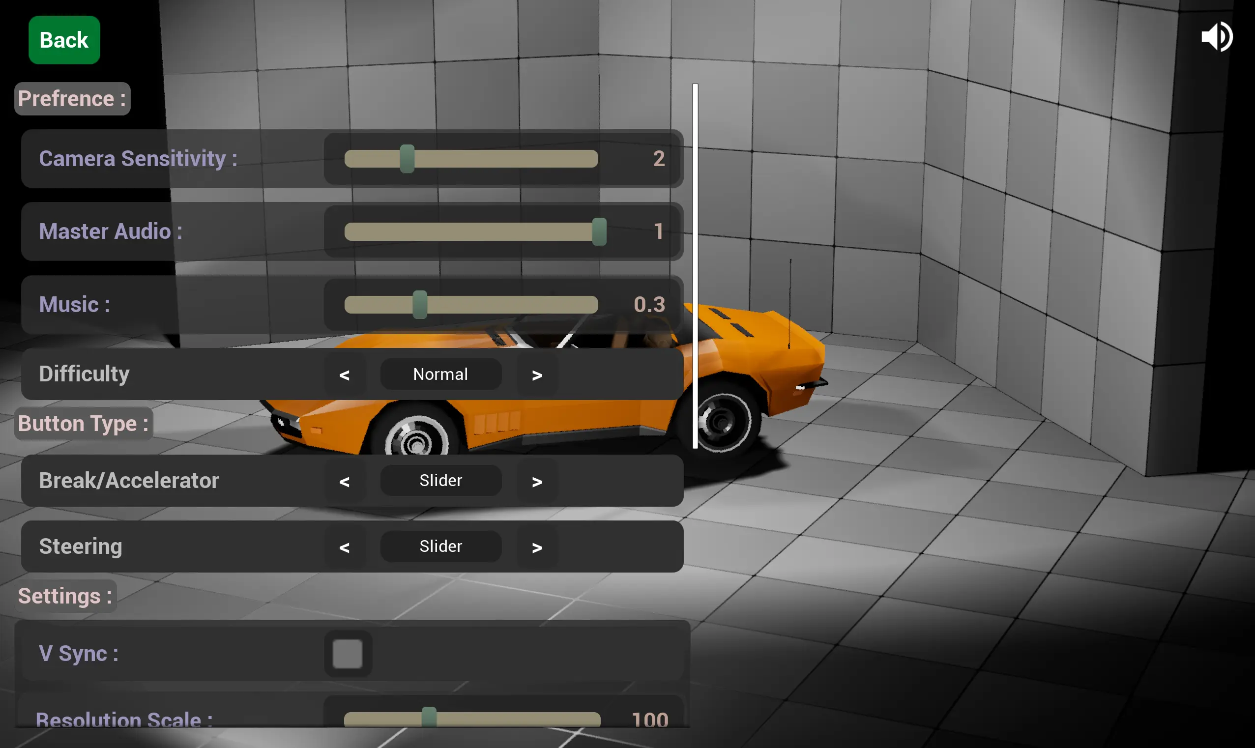 GearUP settings menu