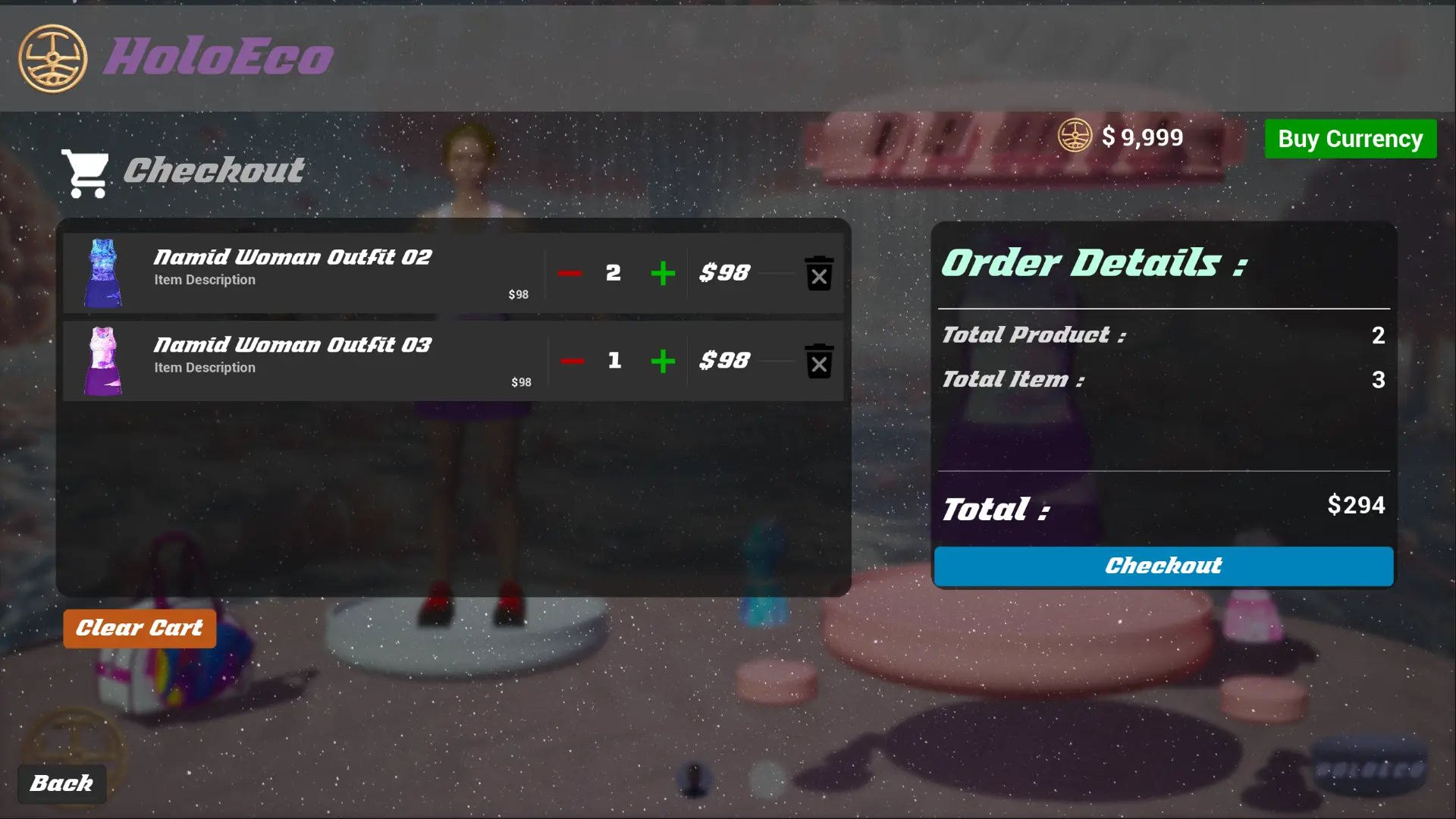 HoloEco Product Checkout Interface