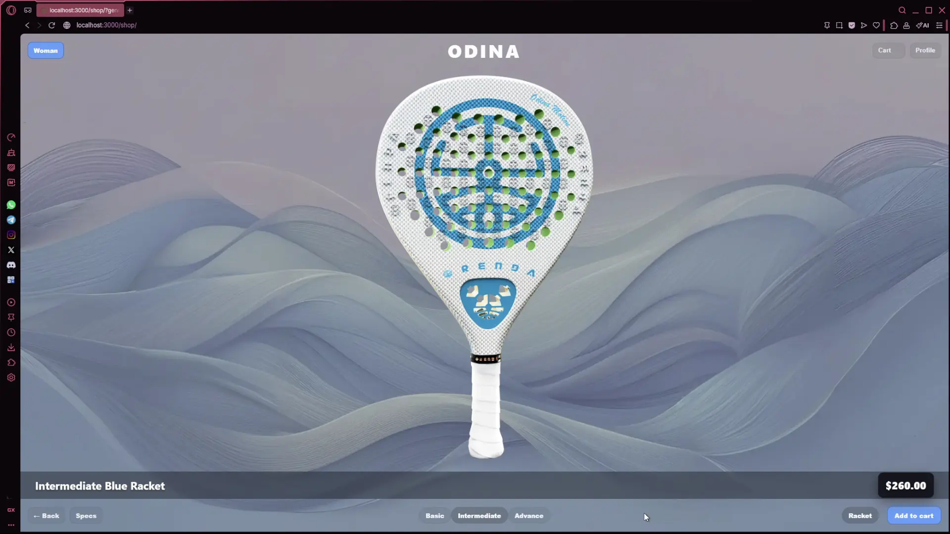 3D product showcase interface